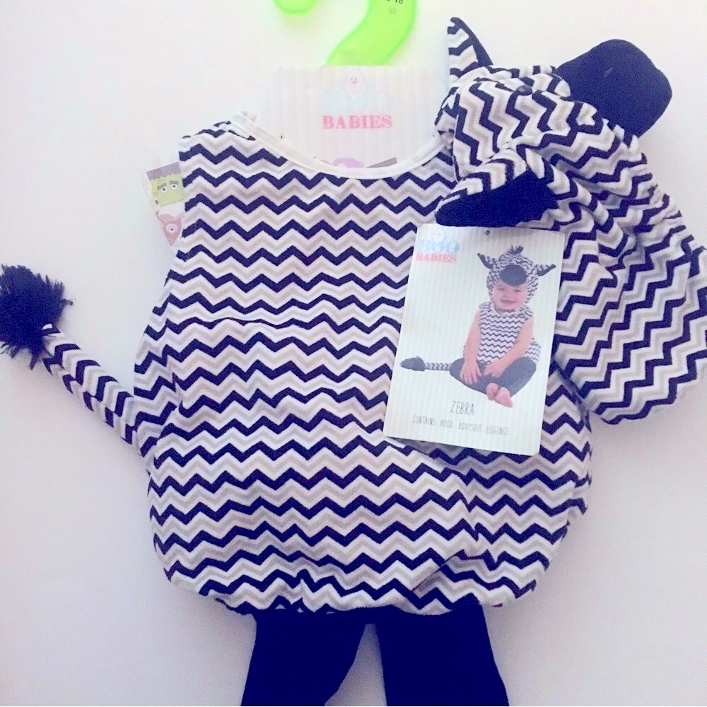 NEW Zebra (9-18M) Halloween Costume Boo Babies Stripes Hood Bodysuit Leggings
